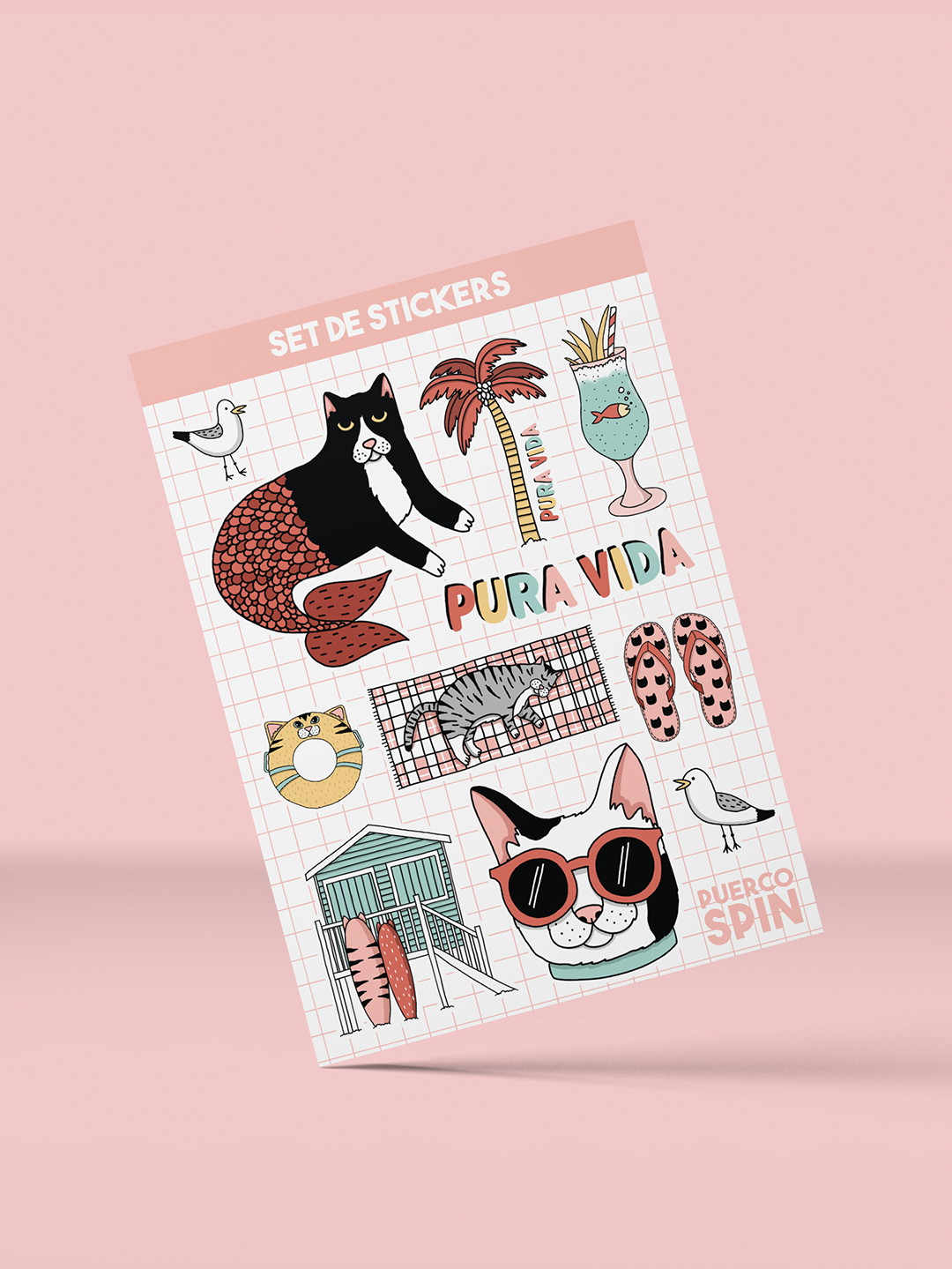 Set de stickers - Gatos en la playa